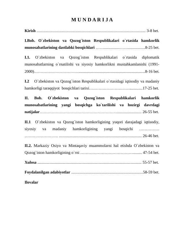 O‘zbekiston  va Qozog‘iston Respublikalarining siyosiy, iqtisodiy va madaniy