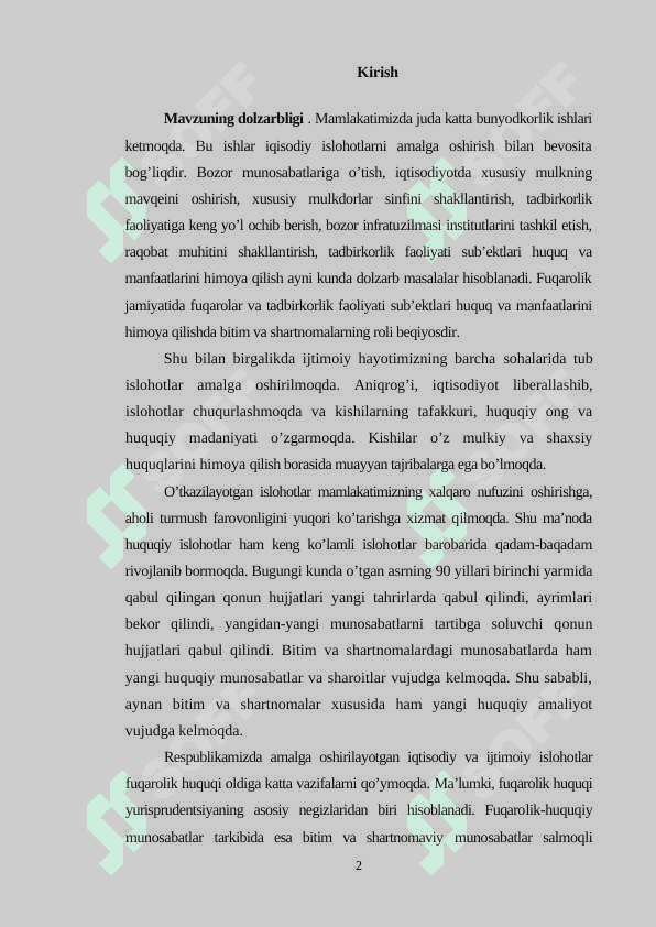 Fuqarolik huquqida bitim va shartnomalarning umumiy xususiyatlari 2