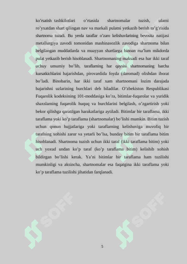 Fuqarolik huquqida bitim va shartnomalarning umumiy xususiyatlari 5