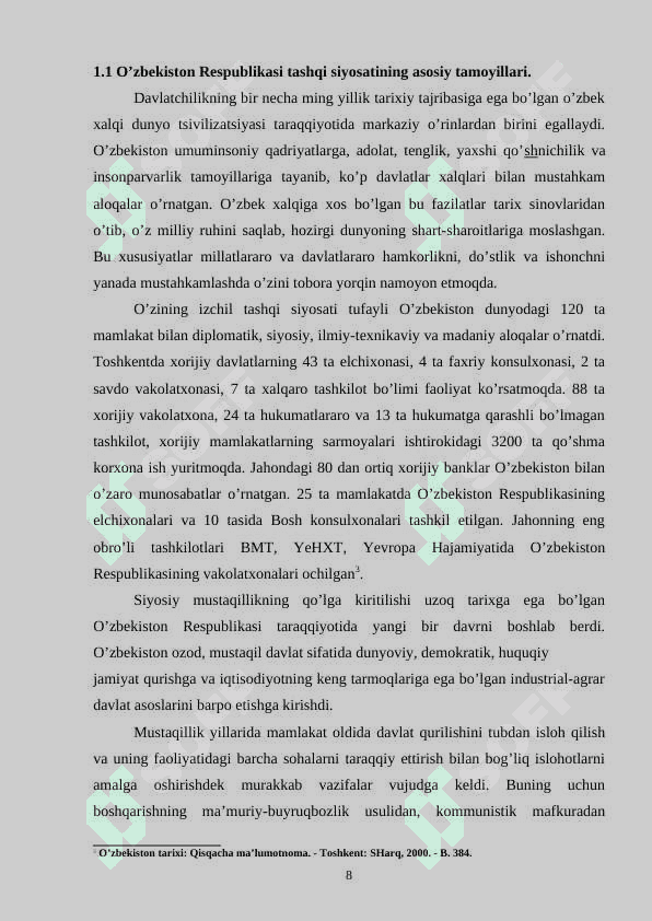 O'zbekiston Respublikasi tashqi siyosatida xalqaro tashkilotlarning o’rni 6