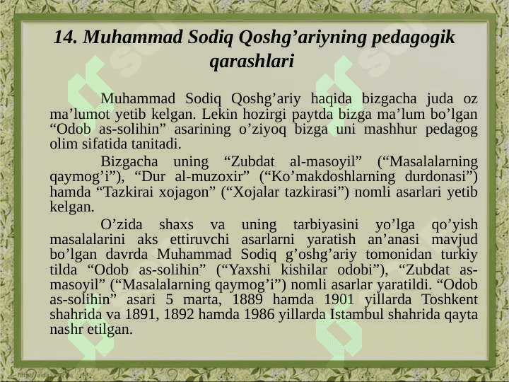 Muhammad Sodiq Qoshg’ariyning pedagogik qarashlari 3