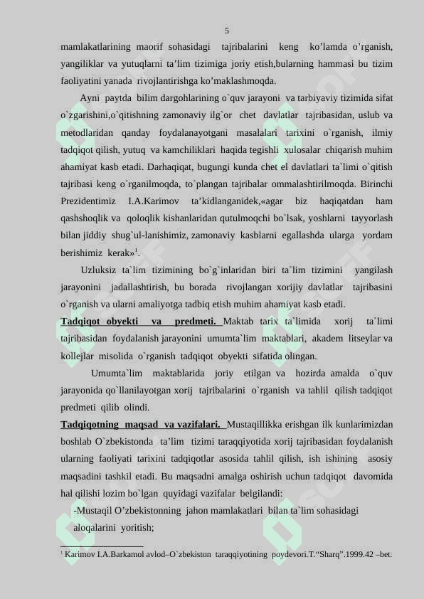 O'zbekiston Respublikasining ta’lim sohasidagi hamkorligi. (1991-2017) 5