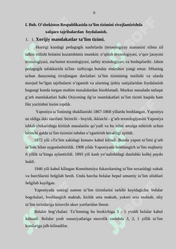 O'zbekiston Respublikasining ta’lim sohasidagi hamkorligi. (1991-2017) 8
