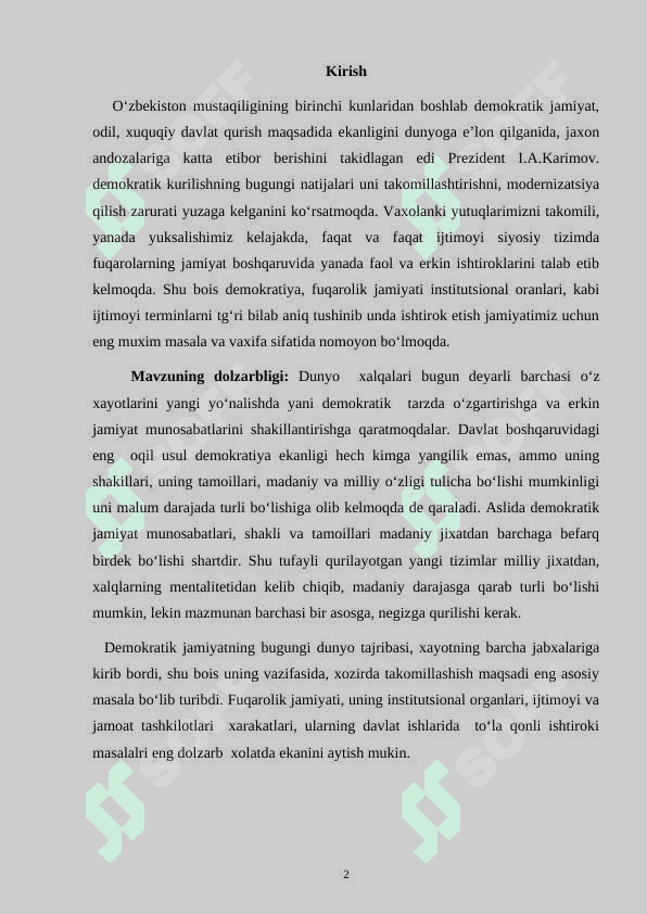 O'zbekistonda demokratik institutlar va fuqarolik jamiyatini shakllantirish asoslari 2