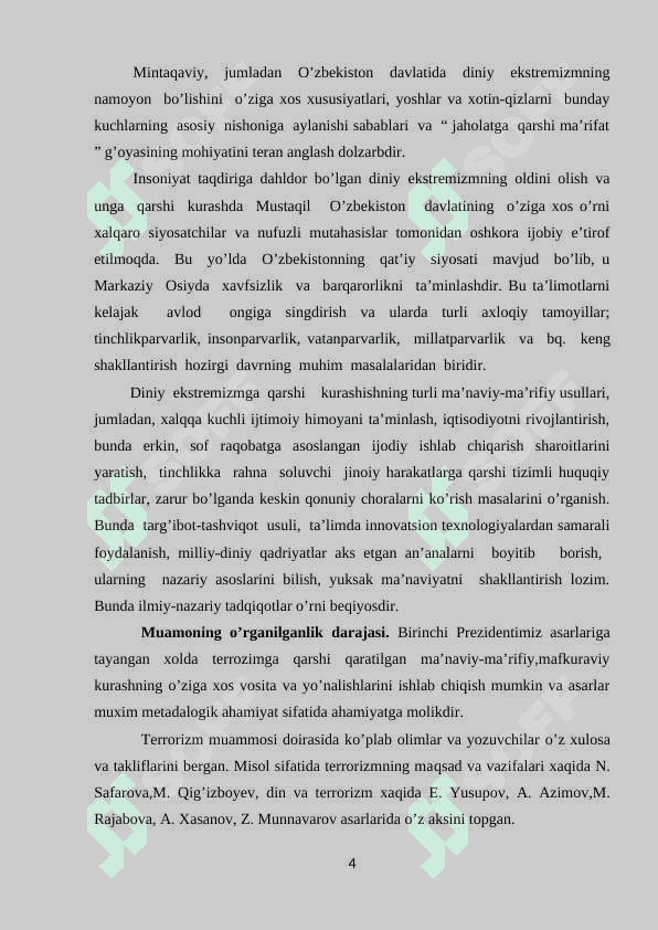 XALQARO TERRORIZM VA EKSTREMIZMGA QARSHI KURASHDA O’ZBEKISTONNING YETAKCHILIK ROLI 4