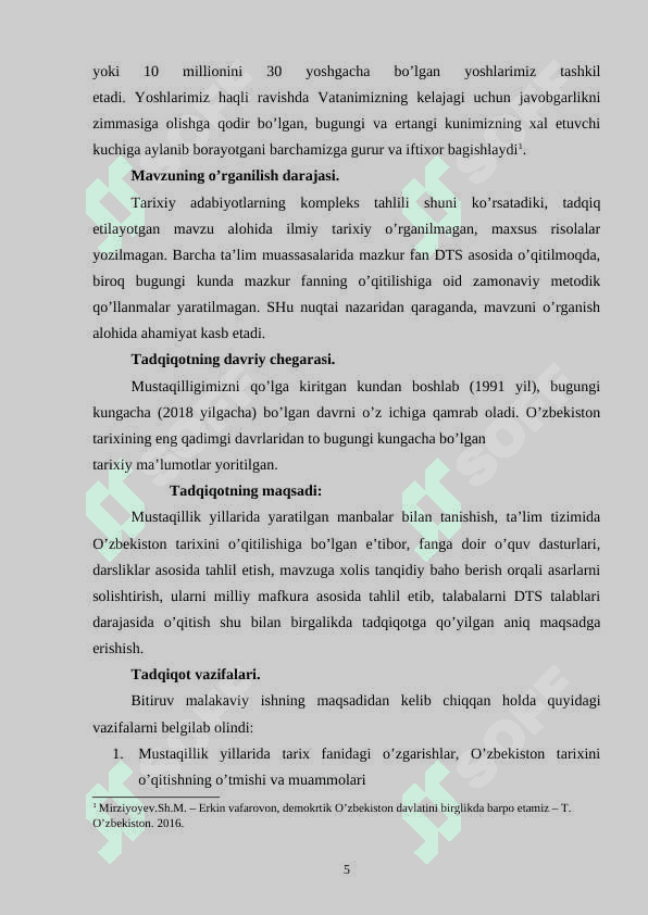 Mustaqillik yillarida tarix fanidagi o’zgarishlar 5