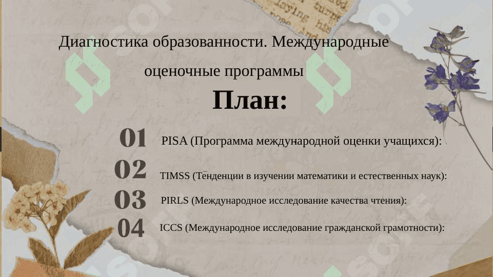 Диагностика образованности. Международные оценочные программы 2