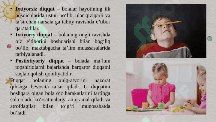 Maktabgacha yoshdagi bolalarda diqqatning shakllanishi xulq atvorni nazorat qilish tizimi sifatida 5