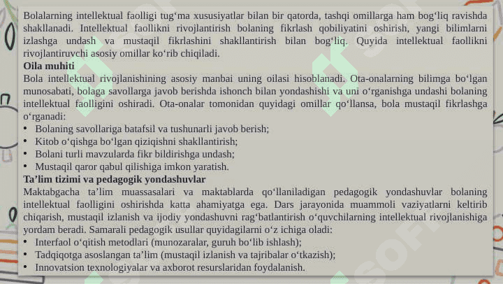 Aqliy harakat va intelektual faollokning egallanishi 8