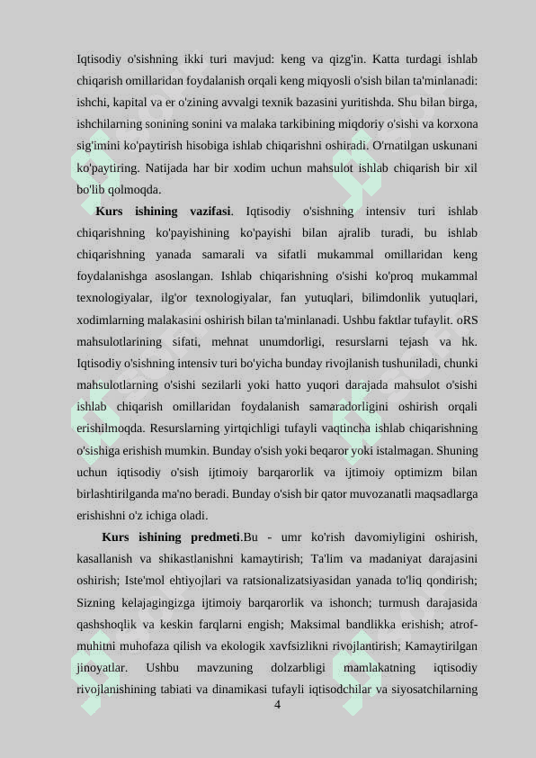 Mavzu : Iqtisodiy o’sish omillari va tiplari 4