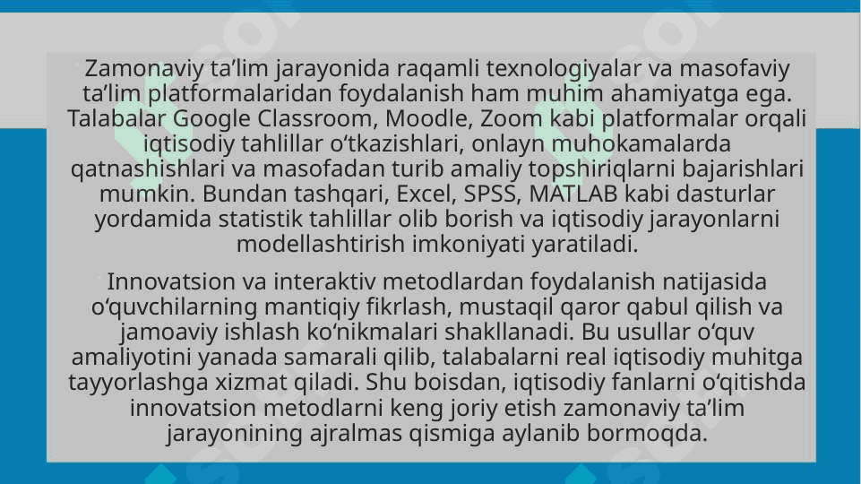 Iqtisodiy fanlarni o'qitishda o'quv amaliyotini tashkil etish va o'tkazish yo'llari 8