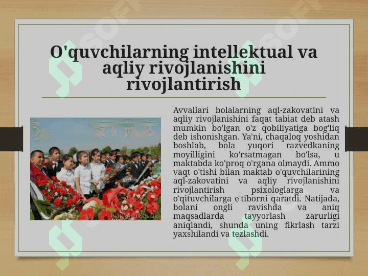 O‘quvchi intellektual imkoniyatlarini rivojlantirish usullari 3
