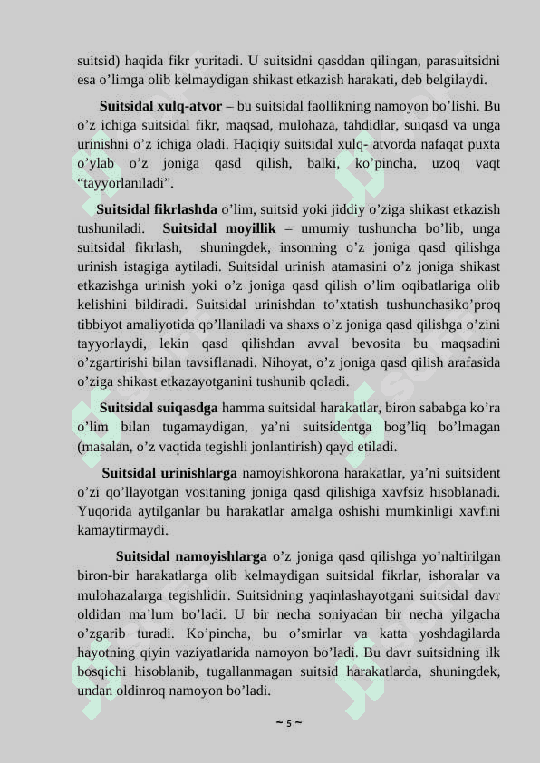 Suitsidal xulq-atvorli mijozlar bilan ishlash texnikasi 5