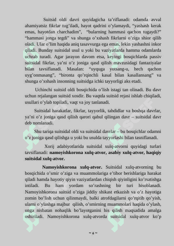 Suitsidal xulq-atvorli mijozlar bilan ishlash texnikasi 6