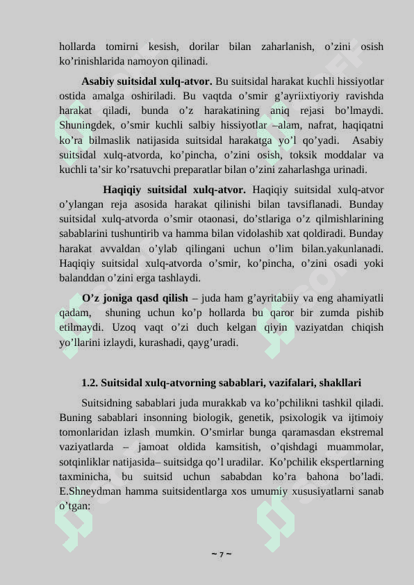 Suitsidal xulq-atvorli mijozlar bilan ishlash texnikasi 7
