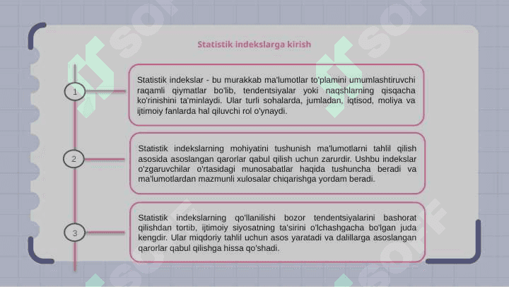 Statistika indekslarning mohiyat va qo'llash sohalari 3