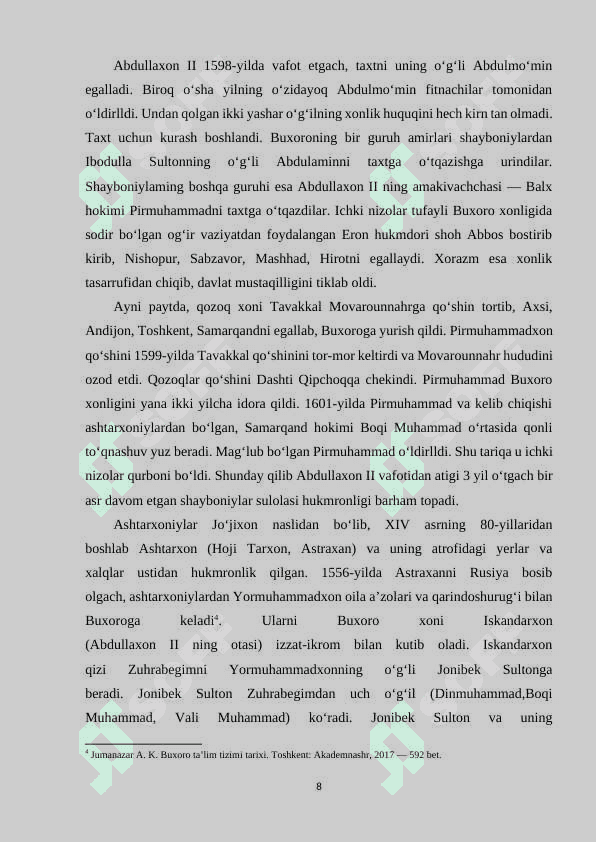 ASHTARXONIYLAR SULOLASI HOKIMIYATINING INQIROZGA YUZ TUTUSHI 8
