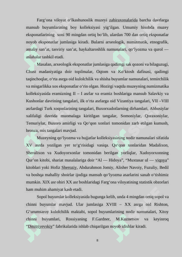 FARGʻONA VILOYATI TARIXI VA MADANIYATI TARIXI MUZEYI 8