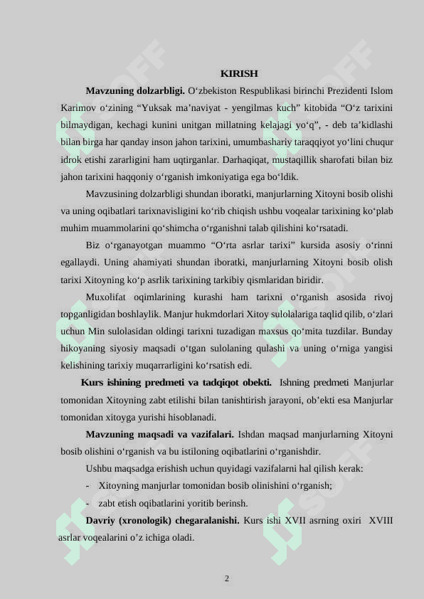 MANJURLAR TOMONIDAN XITOYNING BOSIB OLINISHI 2