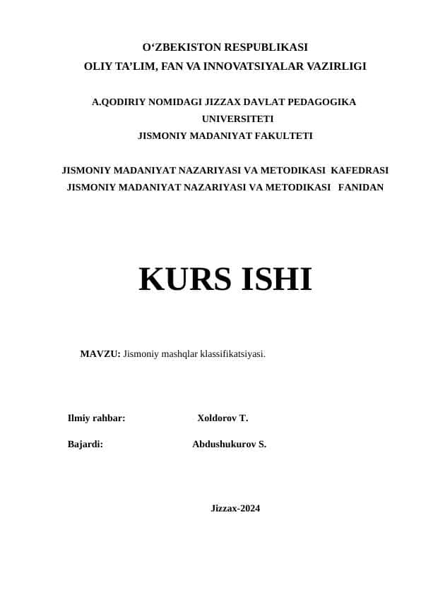 Jismoniy mashqlar klassifikatsiyasi