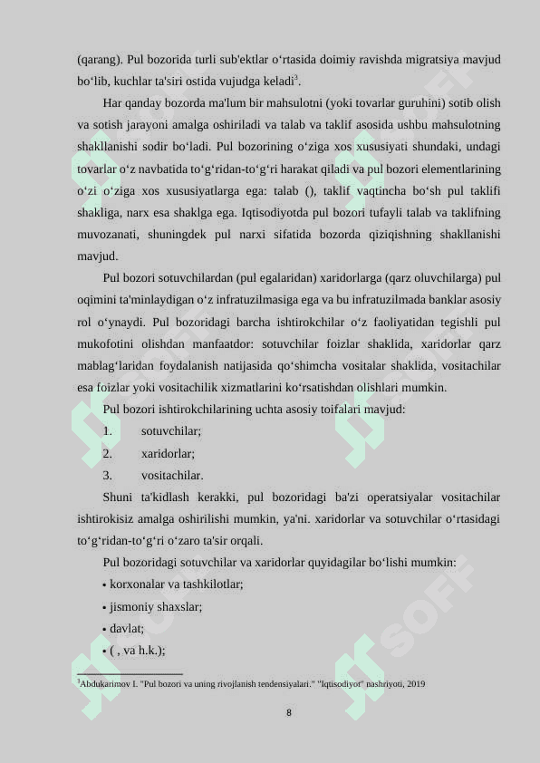 PUL BOZORINING IQTISODIY MOHIYATI 7