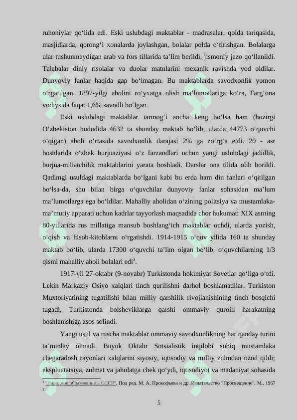 OʻZBEKISTON SOVET HUKMRONLIGI DAVRIDA XALQ TA’LIMI MUASSASALARI TARIXI 5