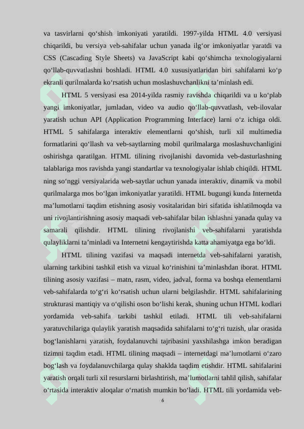 HTML TILIGA KIRISH, UNING ASOSIY ELEMENTLARI, TENG TUSHUNCHASI 5