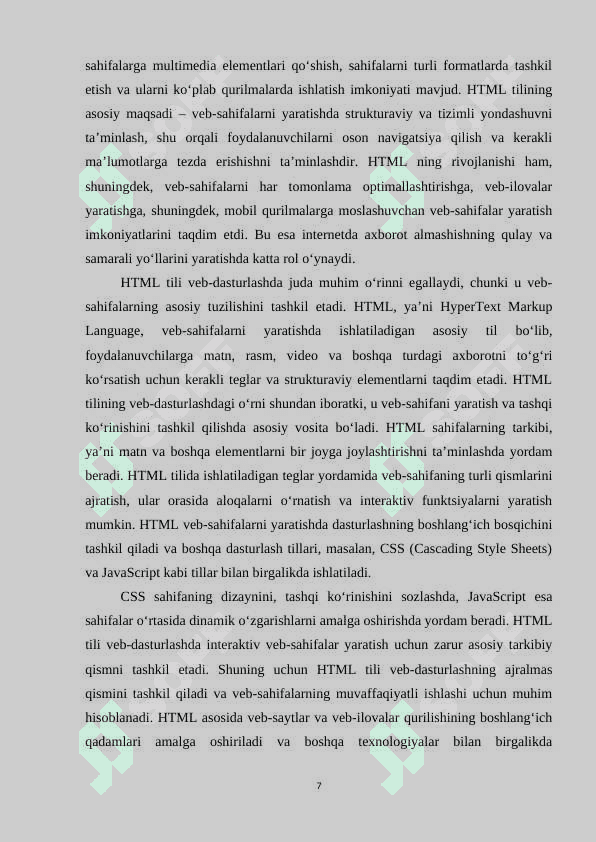 HTML TILIGA KIRISH, UNING ASOSIY ELEMENTLARI, TENG TUSHUNCHASI 6