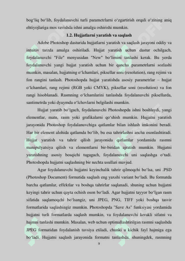 ADOBE PHOTOSHOP DASTURINING HUJJATLAR BILAN ISHLASH 8