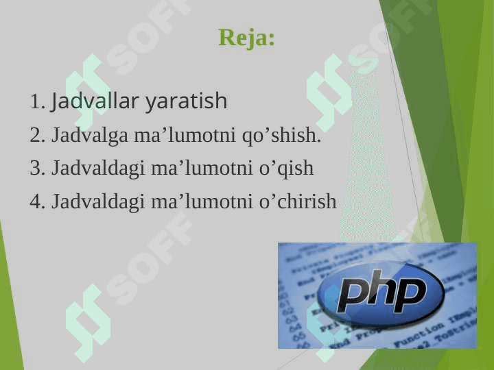 PHP da MySQL ma’lumotlar bazasini boshqarish tizimi bilan ishlash 2
