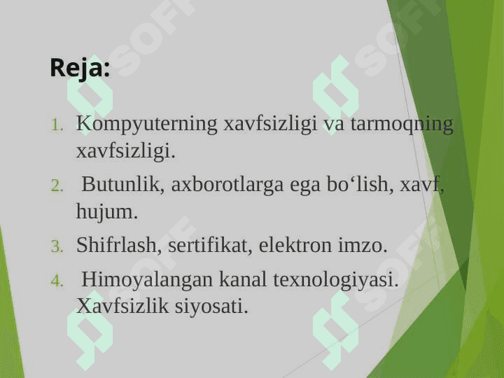 Tarmoqning xafsizlik xizmatlari 2