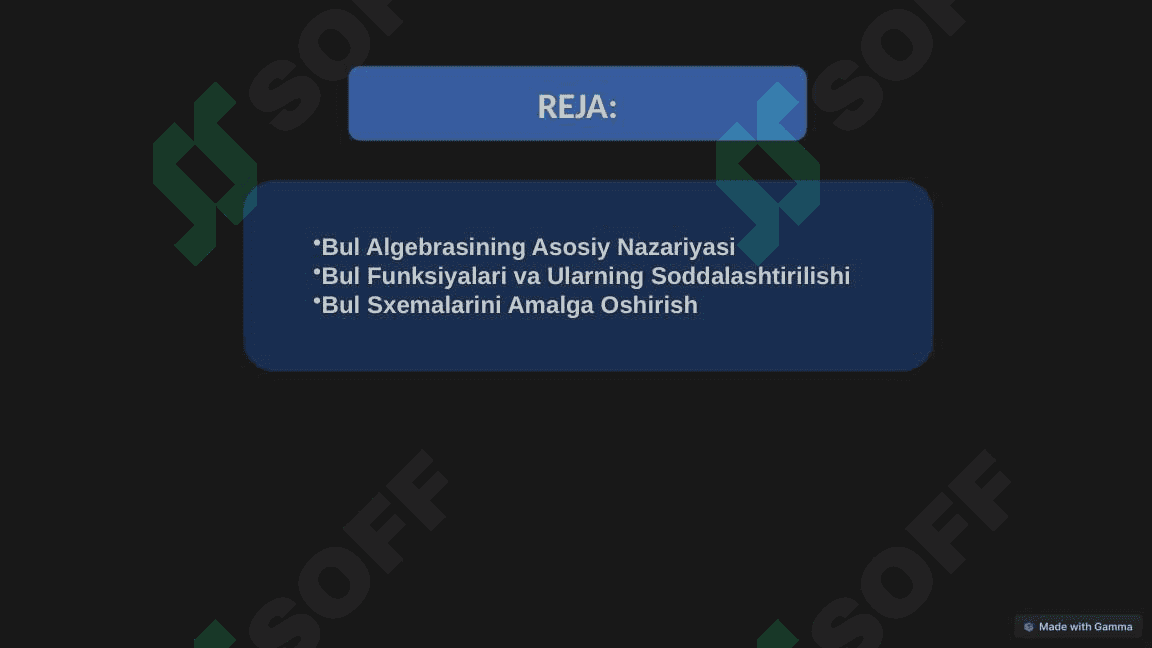 Bul Algebrasi va Bul Sxemalarini Amalga Oshirish 2