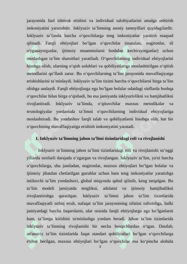 Inklyuziv taʼlimning butun jahonda eʼtirof etilishining mohiyati va bu taʼlim tizimining hamma uchun ochiqligi M.docx 3