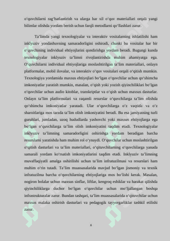 Inklyuziv taʼlimning butun jahonda eʼtirof etilishining mohiyati va bu taʼlim tizimining hamma uchun ochiqligi M.docx 6