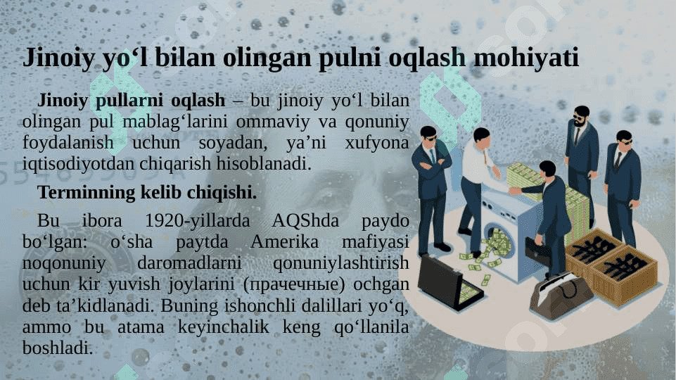 Jinoiy yo'l bilan olingan pulni poklash va legallashtirish 3