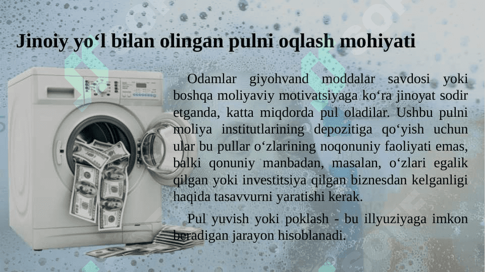 Jinoiy yo'l bilan olingan pulni poklash va legallashtirish 4