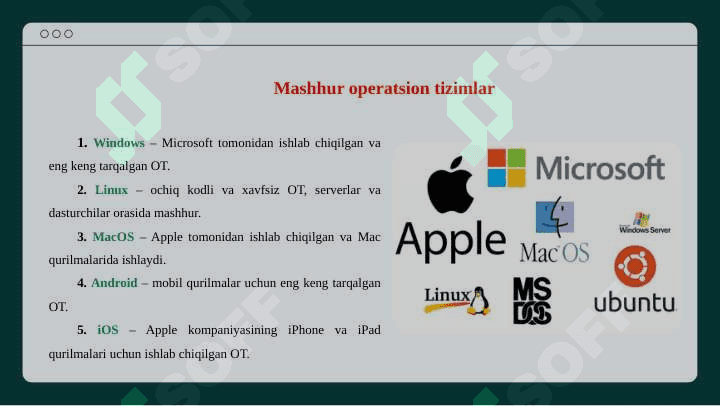 Operatsion tizim tushunchasi 5