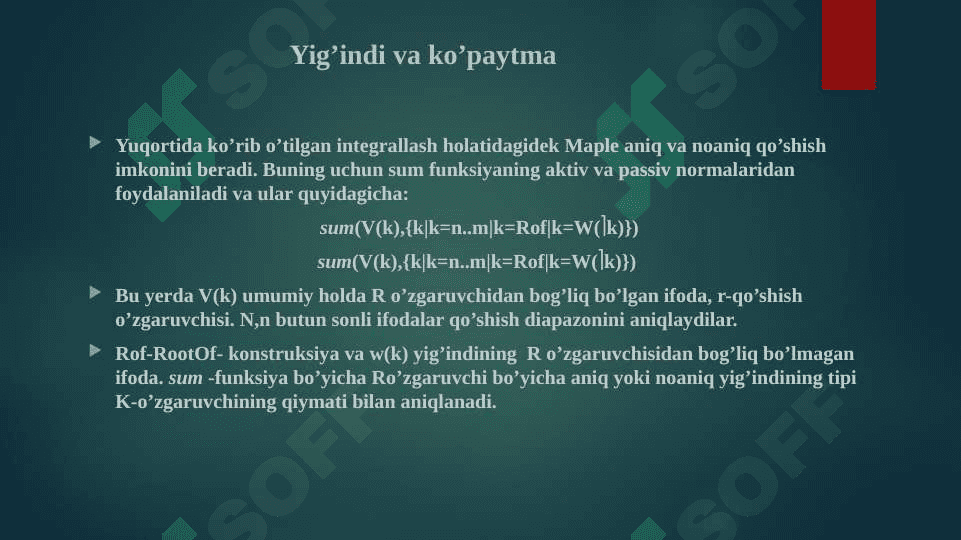 Matematik paketlarda sonli usullarni qo’llash asosida amaliy masalalarni yechish, yuqori darajali tenglamalarni sonli usullar asosida hisoblash 3