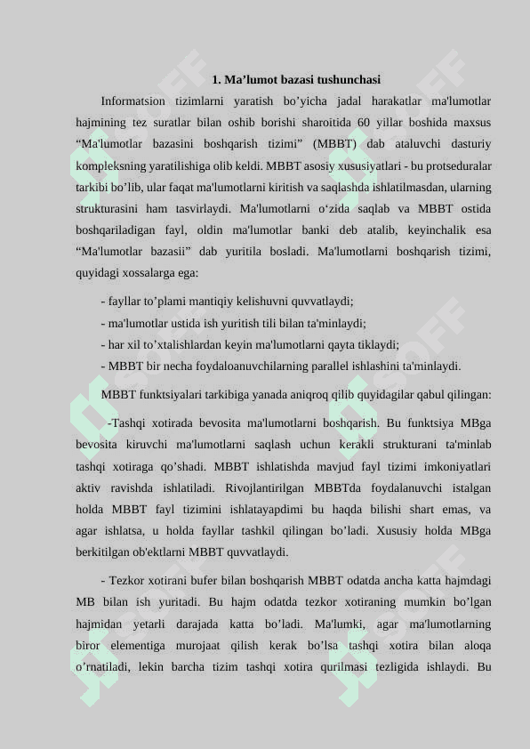 “YETKAZIB BERISH XIZMATI” ma'lumotlar bazasini loyihalash 3