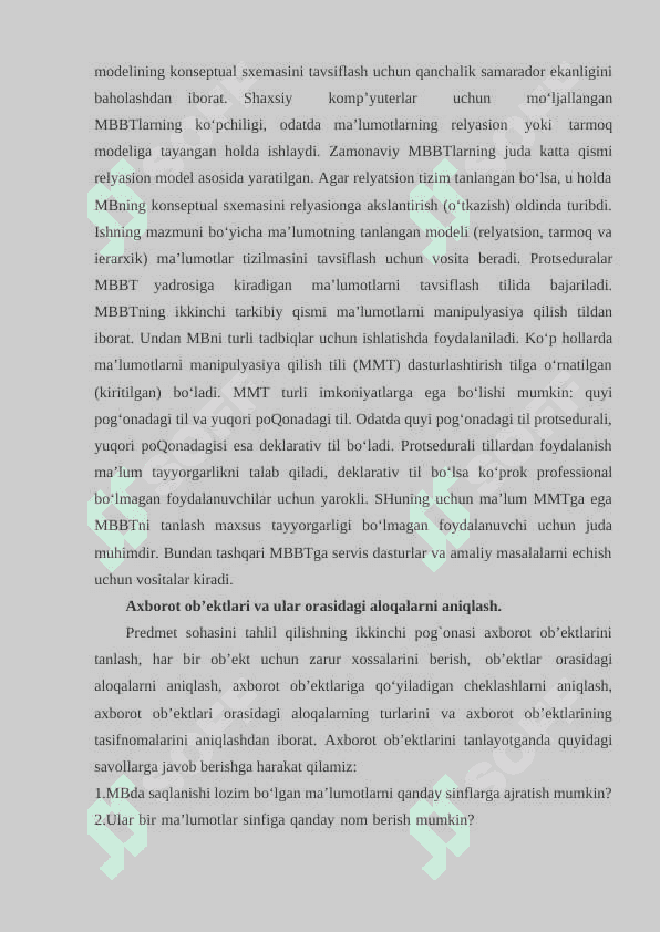 Aeroport ma`lumotlar bazasini loyihalash 8