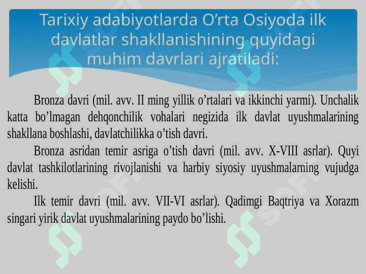 Oʻzbek davlatchiligining shakllanishi va taraqqiyot bosqichlari. 4