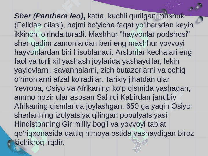 Mushuksimonlar hayot kechirishi va tarqalishi. 6