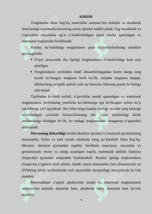 Modul qatnashgan va irratsional tenglamalarga doir test va  masalalarni yechish metodikasi 4