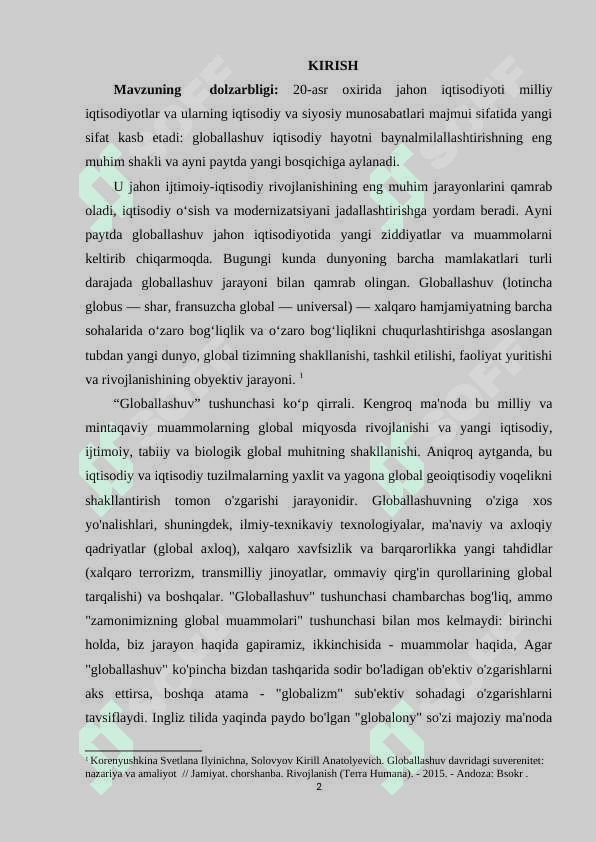 Mavzu:Jaxon globallashuvining rivojlanayotgan mamlakatlarga salbiy va ijobiy tasiri 2