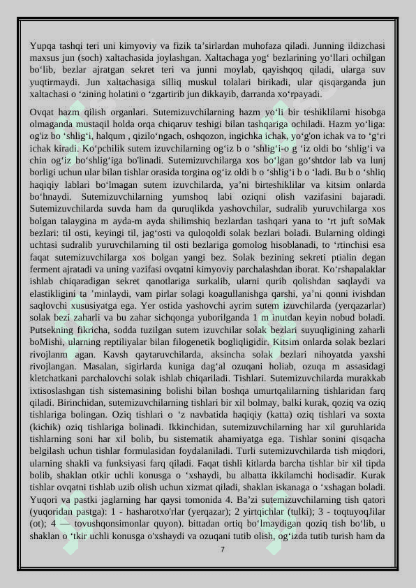 Tuxum qo’yuvchi sutemizuvchilarning hayoti 7