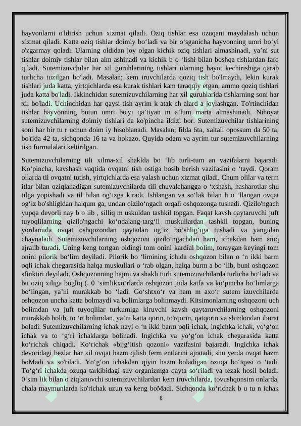 Tuxum qo’yuvchi sutemizuvchilarning hayoti 8