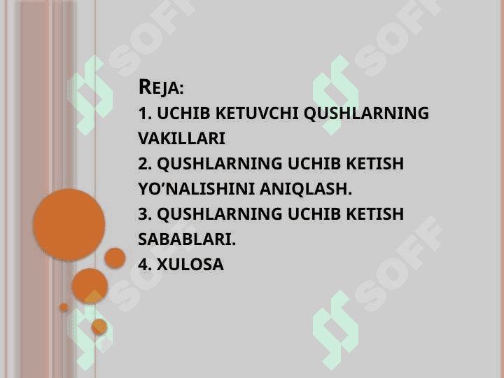 UCHIB KETUVCHI QUSHLAR, ASOSIY TURLARINING HAYOTI 2