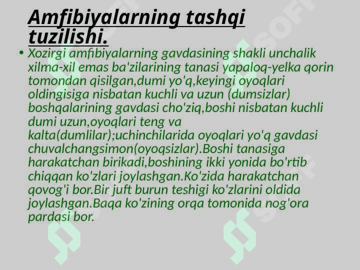 Suvda hamda quruqlikda yashovchilar sinfi. 5
