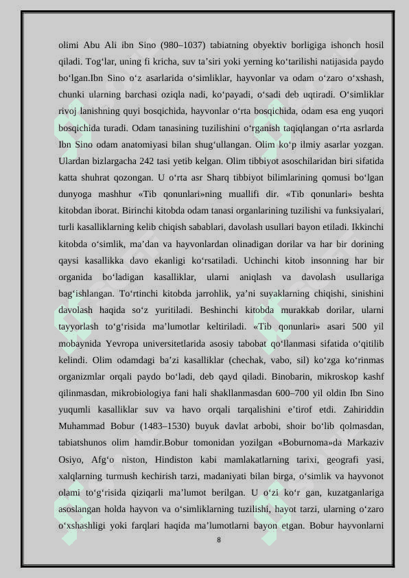 Hayvonlar olamidagi evalutsiyasi 8