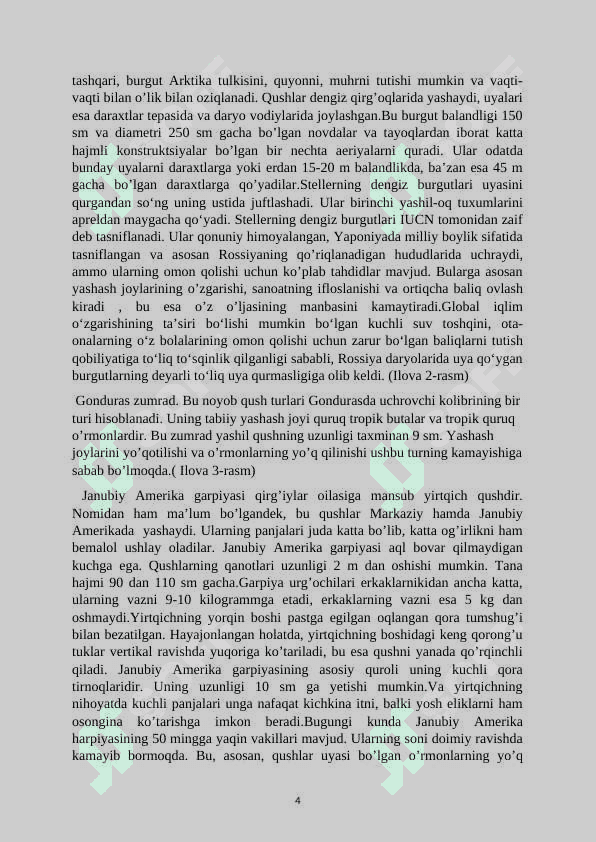 QUSHLAR SINFI 4